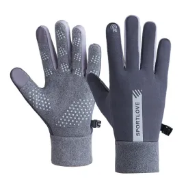 1 Pair Velvet and Thick Cycling Windproof and Cold Warm Gloves, Style: Male Version (Grey)