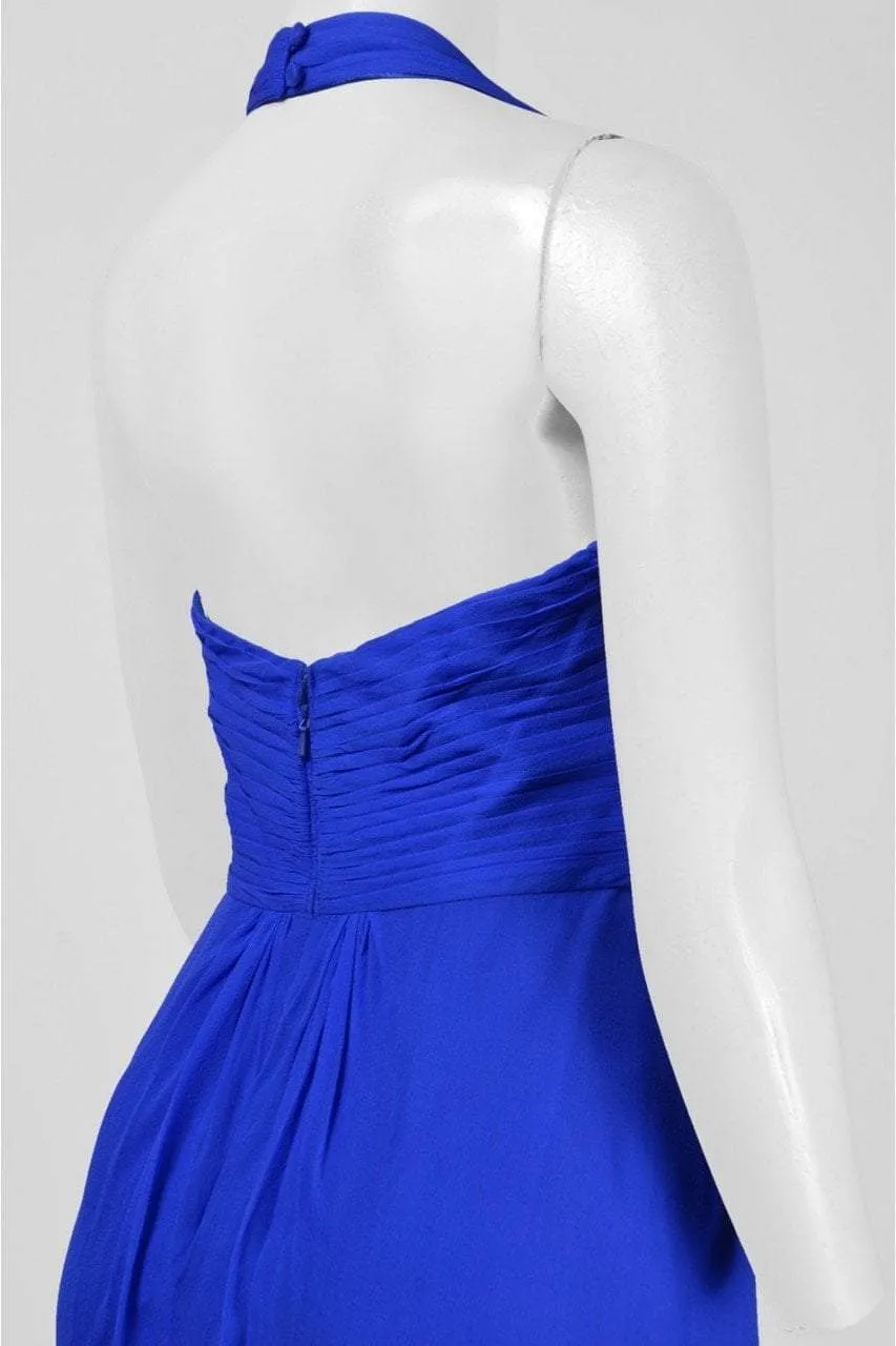 Aidan Mattox - 54469500 Plunging Halter Silk Draping Sheath Gown