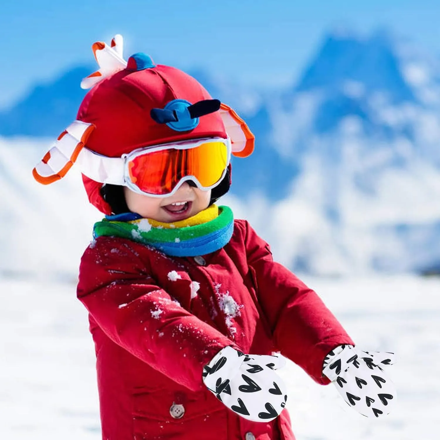 American Trends Lined Fleece Toddler Mittens Kids Winter Ski Gloves Waterproof Snow Baby Mitten for Boys Girls