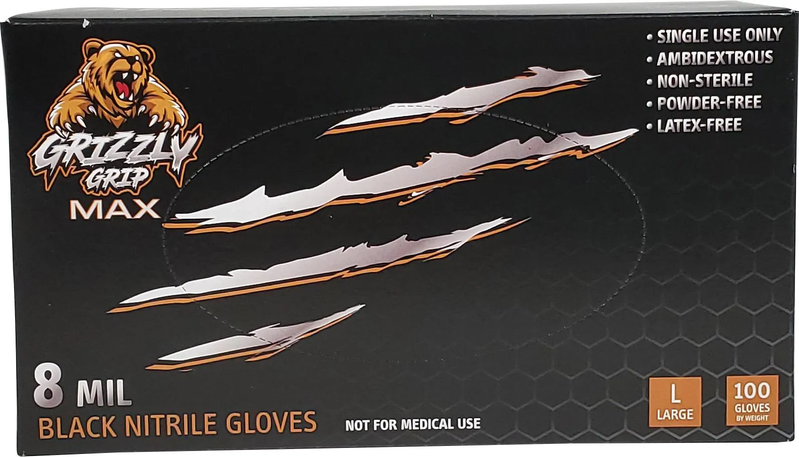 Asgard / Grizzly Grip - Nitrile Gloves - Large - 8 Mil Black