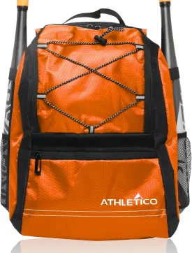 Athletico Youth Baseball Bag - Bat Backpack for Baseball, T-Ball & Softball Equipment & Gear | Holds Bat, Helmet, Glove | Fence Hook