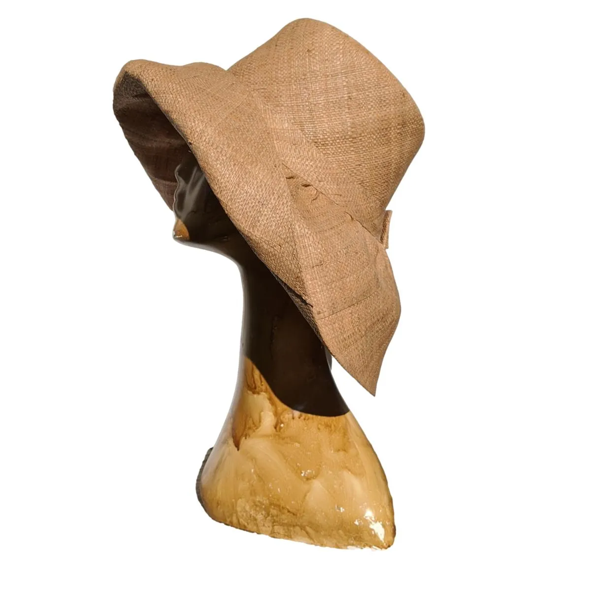 AUDREY |  5 Inches Shapeable Wide Brim Raffia Hat | Tan