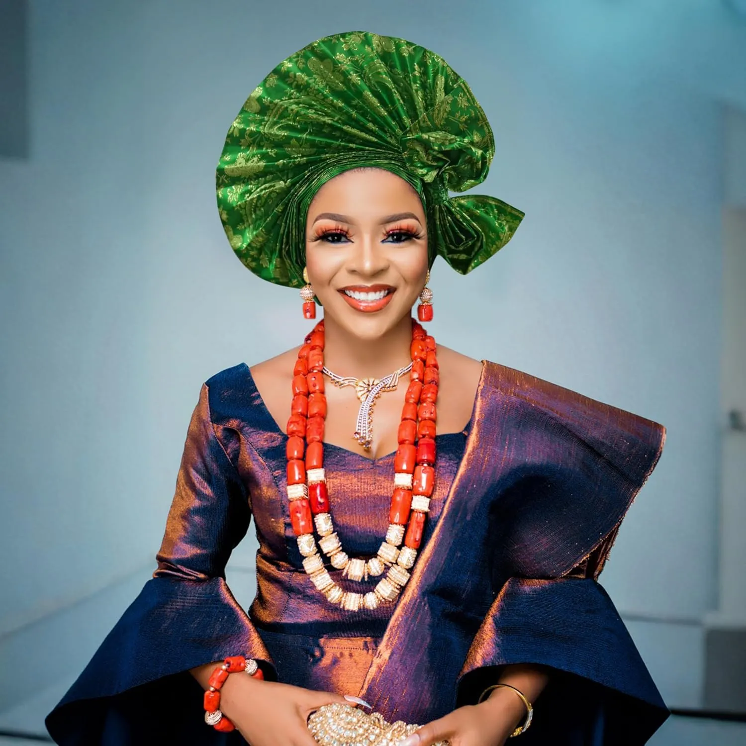 Auto Gele African Head Tie of Nigeria ASO Oke Headwraps Hat Turban Wedding Party Handmade Elegant Hair Wear Cap for Women