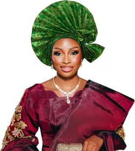Auto Gele African Head Tie of Nigeria ASO Oke Headwraps Hat Turban Wedding Party Handmade Elegant Hair Wear Cap for Women