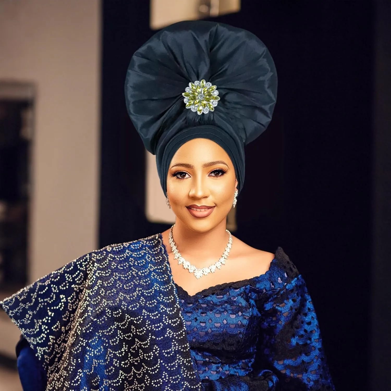 Auto Gele African Head Tie of Nigeria ASO Oke Headwraps Hat Turban Wedding Party Handmade Elegant Hair Wear Cap for Women