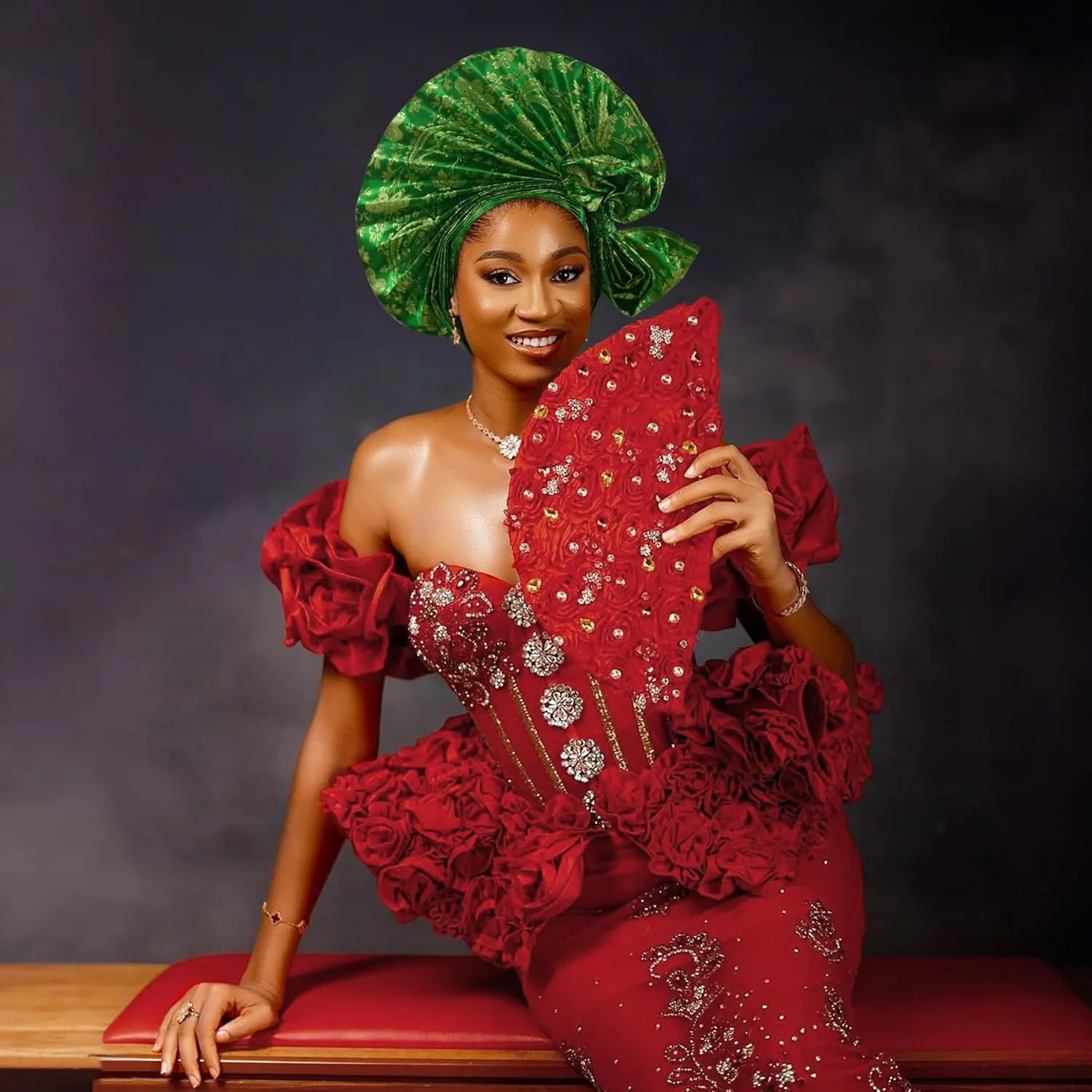 Auto Gele African Head Tie of Nigeria ASO Oke Headwraps Hat Turban Wedding Party Handmade Elegant Hair Wear Cap for Women