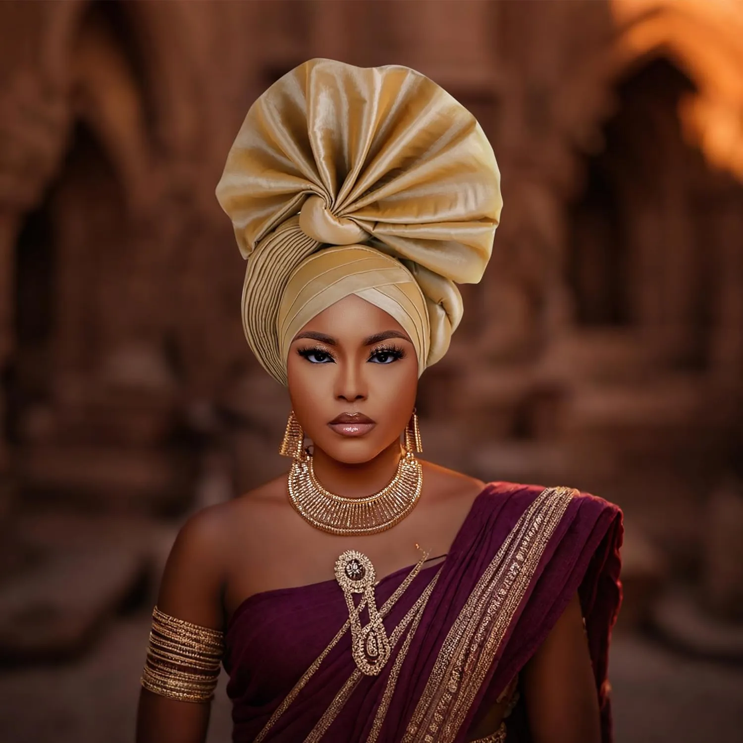 Auto Gele African Head Tie of Nigeria ASO Oke Headwraps Hat Turban Wedding Party Handmade Elegant Hair Wear Cap for Women
