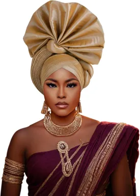 Auto Gele African Head Tie of Nigeria ASO Oke Headwraps Hat Turban Wedding Party Handmade Elegant Hair Wear Cap for Women