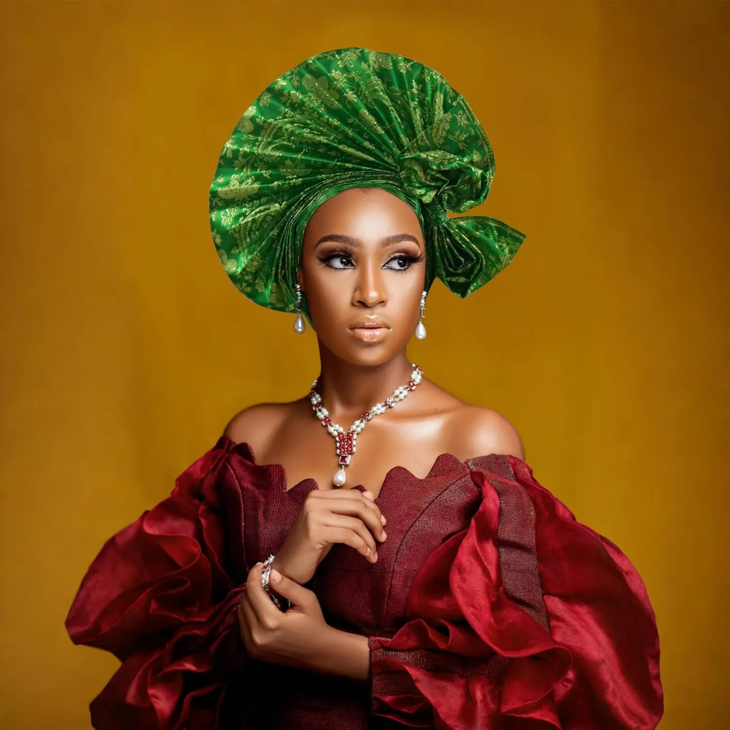 Auto Gele African Head Tie of Nigeria ASO Oke Headwraps Hat Turban Wedding Party Handmade Elegant Hair Wear Cap for Women