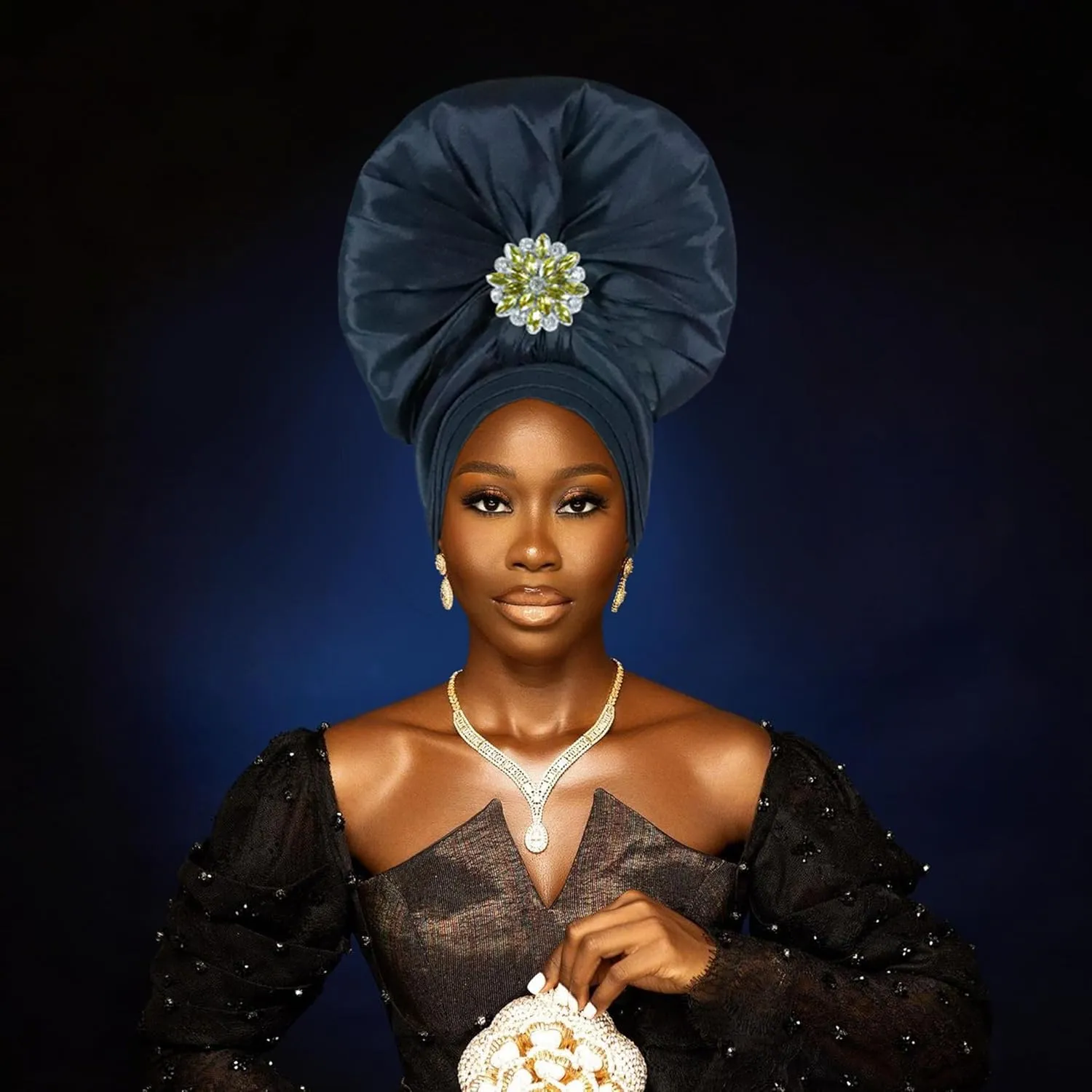 Auto Gele African Head Tie of Nigeria ASO Oke Headwraps Hat Turban Wedding Party Handmade Elegant Hair Wear Cap for Women