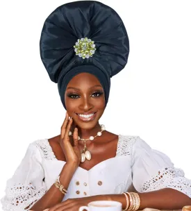 Auto Gele African Head Tie of Nigeria ASO Oke Headwraps Hat Turban Wedding Party Handmade Elegant Hair Wear Cap for Women
