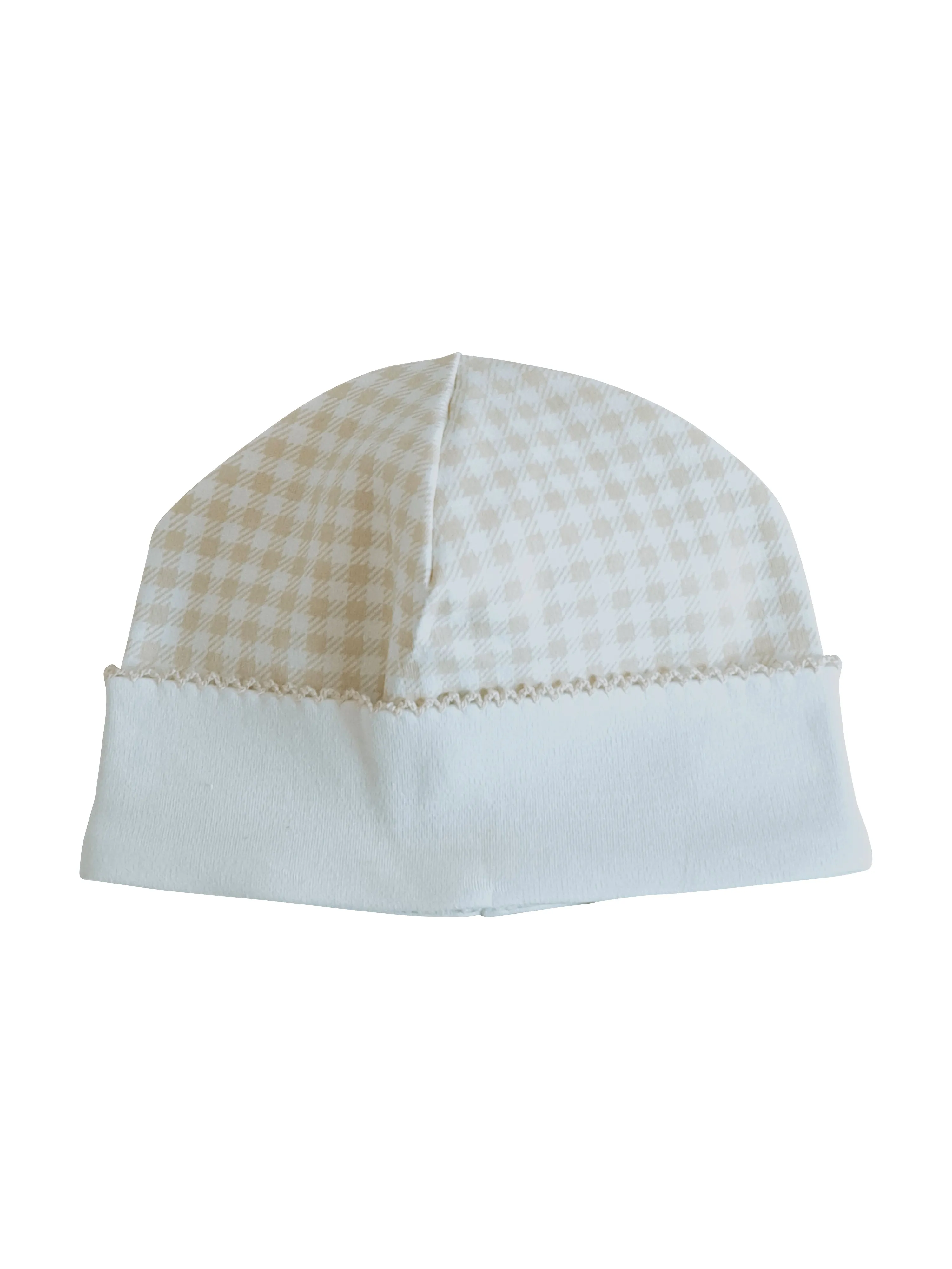 Baby's "Ecru Checks" Unisex Pima Cotton Hat