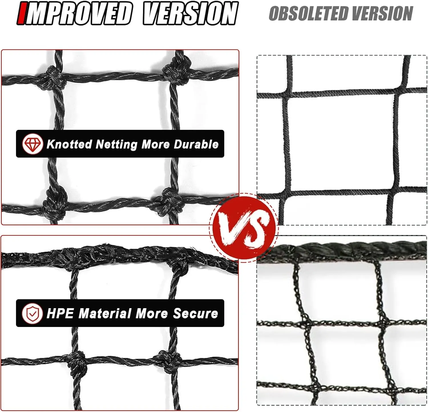 Baseball Softball Backstop Nets,Sports Net,Sports Netting Barrier,Sports Netting for Backyard,Twisted Knotted PE Net