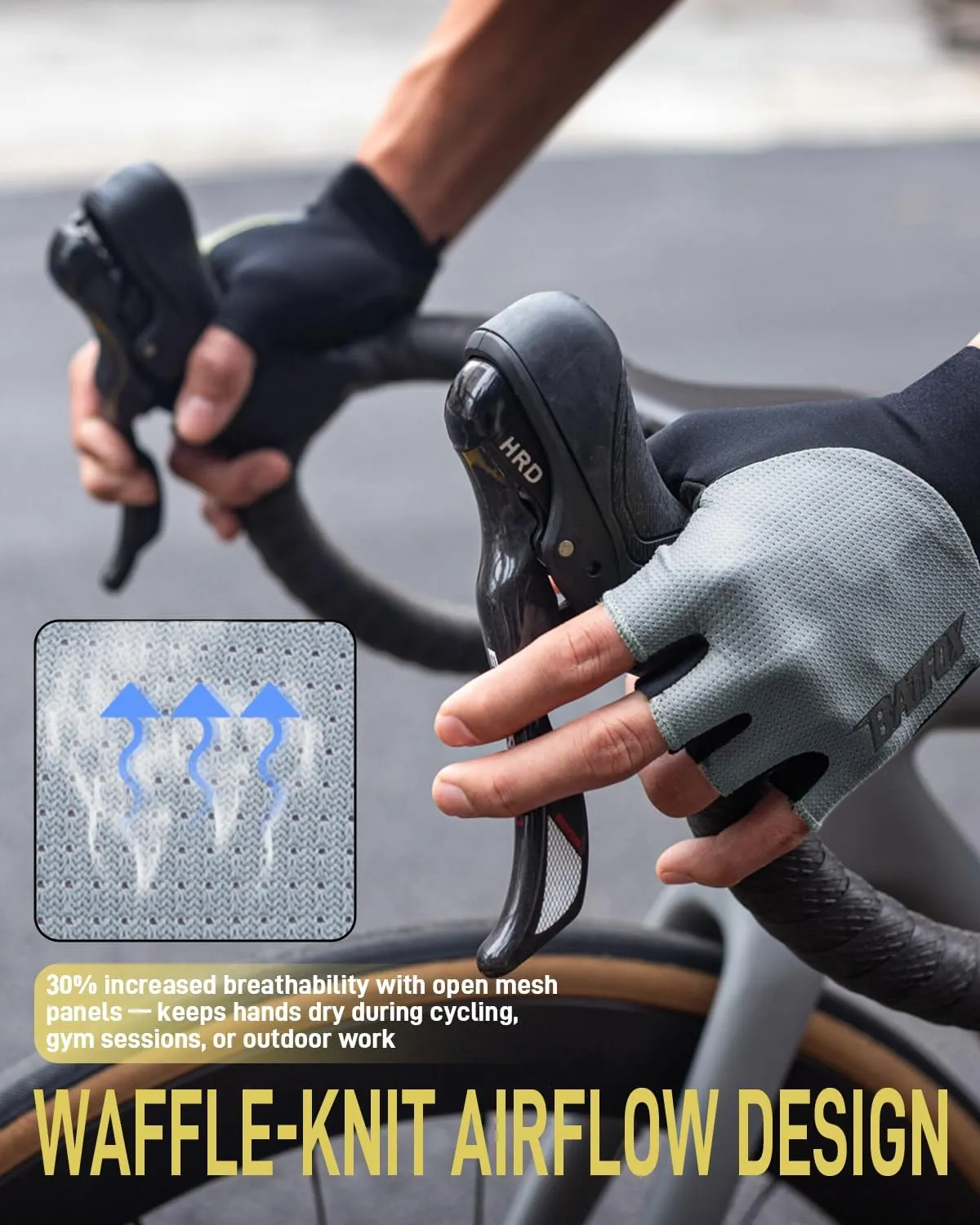 BATFOX Cycling Gloves for Men Women Road Mountain Bike Riding Gloves - Anti-Slip Bike Glove for Fitness Cycling Training Outdoor Sports