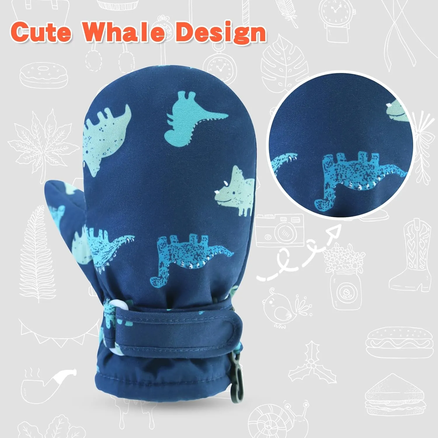 BAVST Toddler Waterproof Mittens Fleece Lined Baby Boys Girls Winter Warm Glove Kids Snow Infant Ski Mitten for 3M-5T