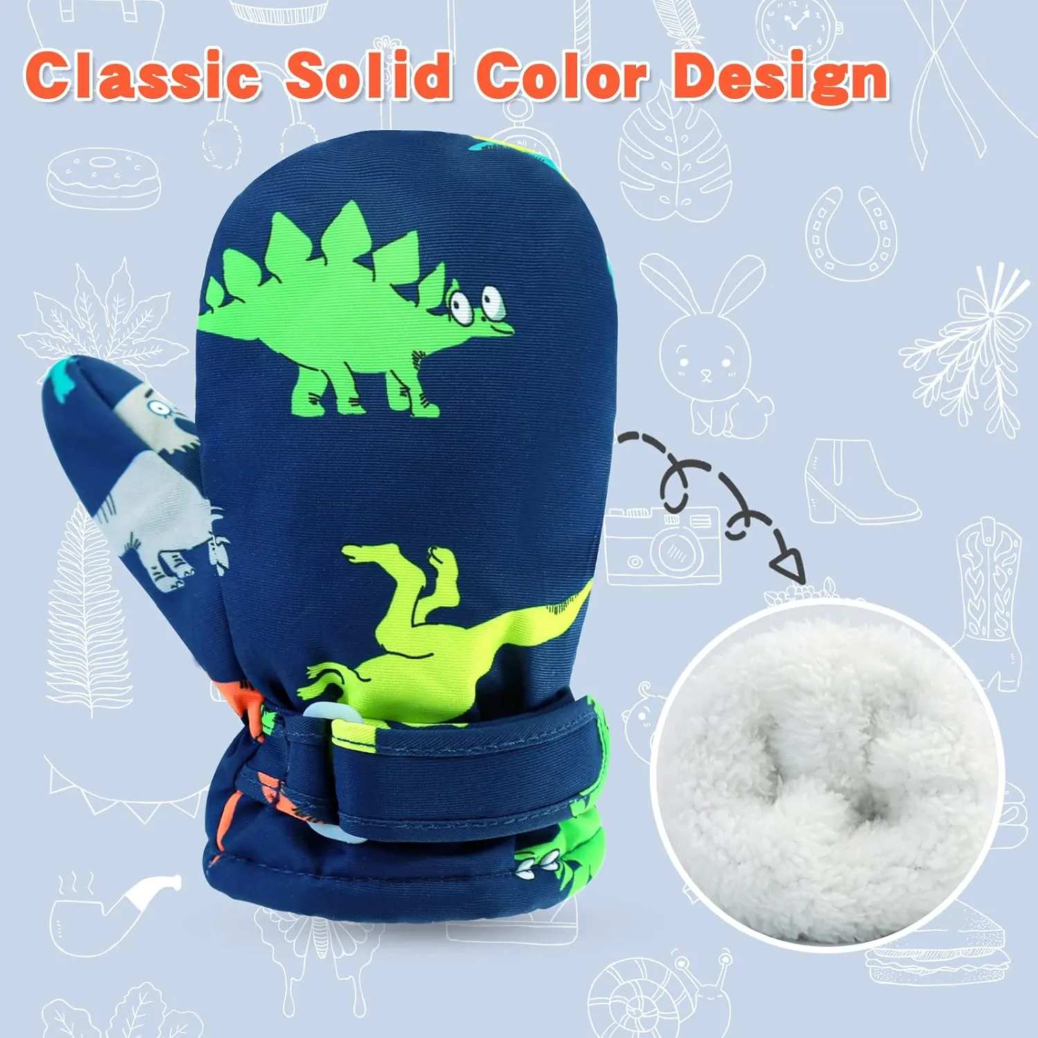 BAVST Toddler Waterproof Mittens Fleece Lined Baby Boys Girls Winter Warm Glove Kids Snow Infant Ski Mitten for 3M-5T
