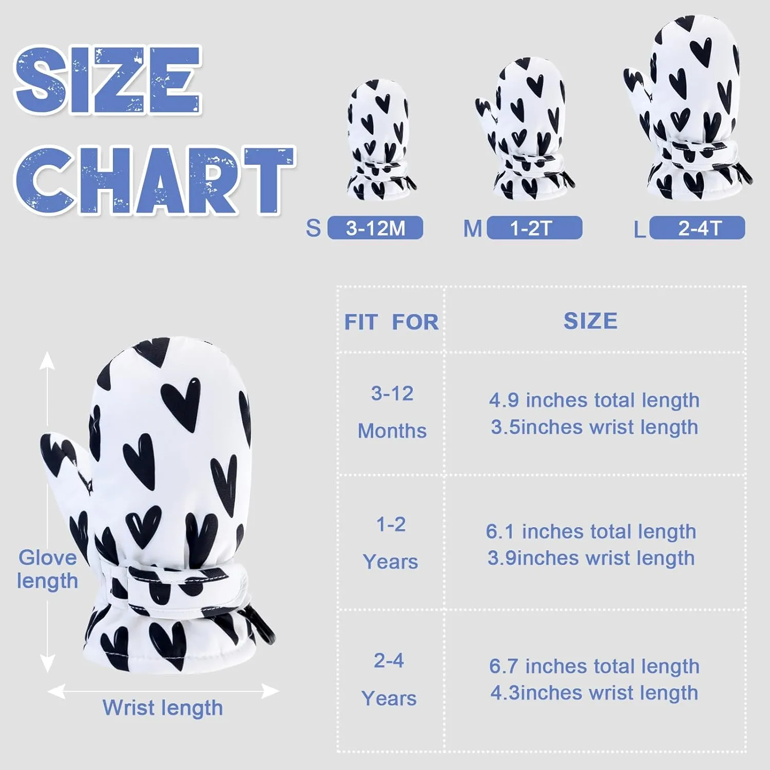 BAVST Toddler Waterproof Mittens Fleece Lined Baby Boys Girls Winter Warm Glove Kids Snow Infant Ski Mitten for 3M-5T