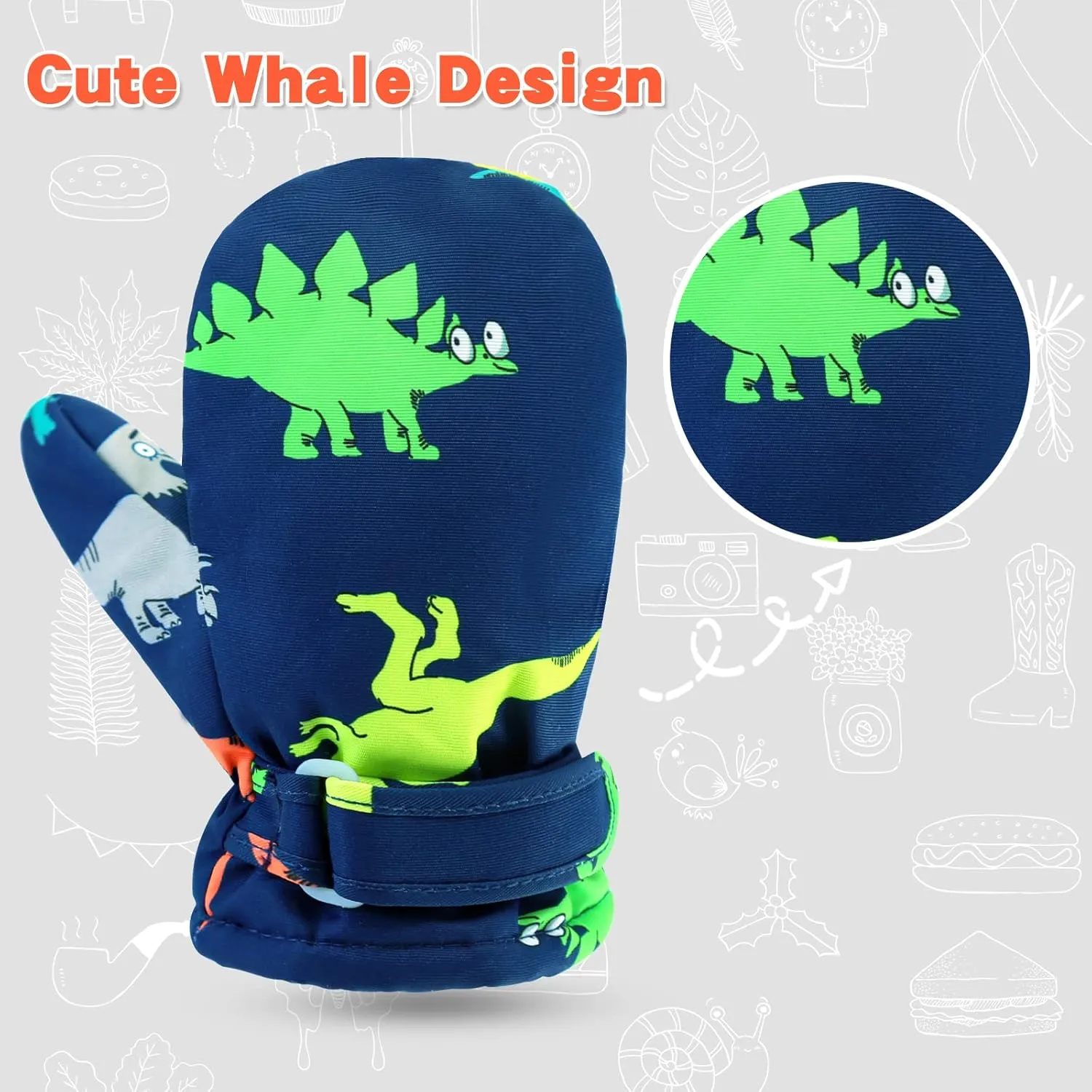 BAVST Toddler Waterproof Mittens Fleece Lined Baby Boys Girls Winter Warm Glove Kids Snow Infant Ski Mitten for 3M-5T