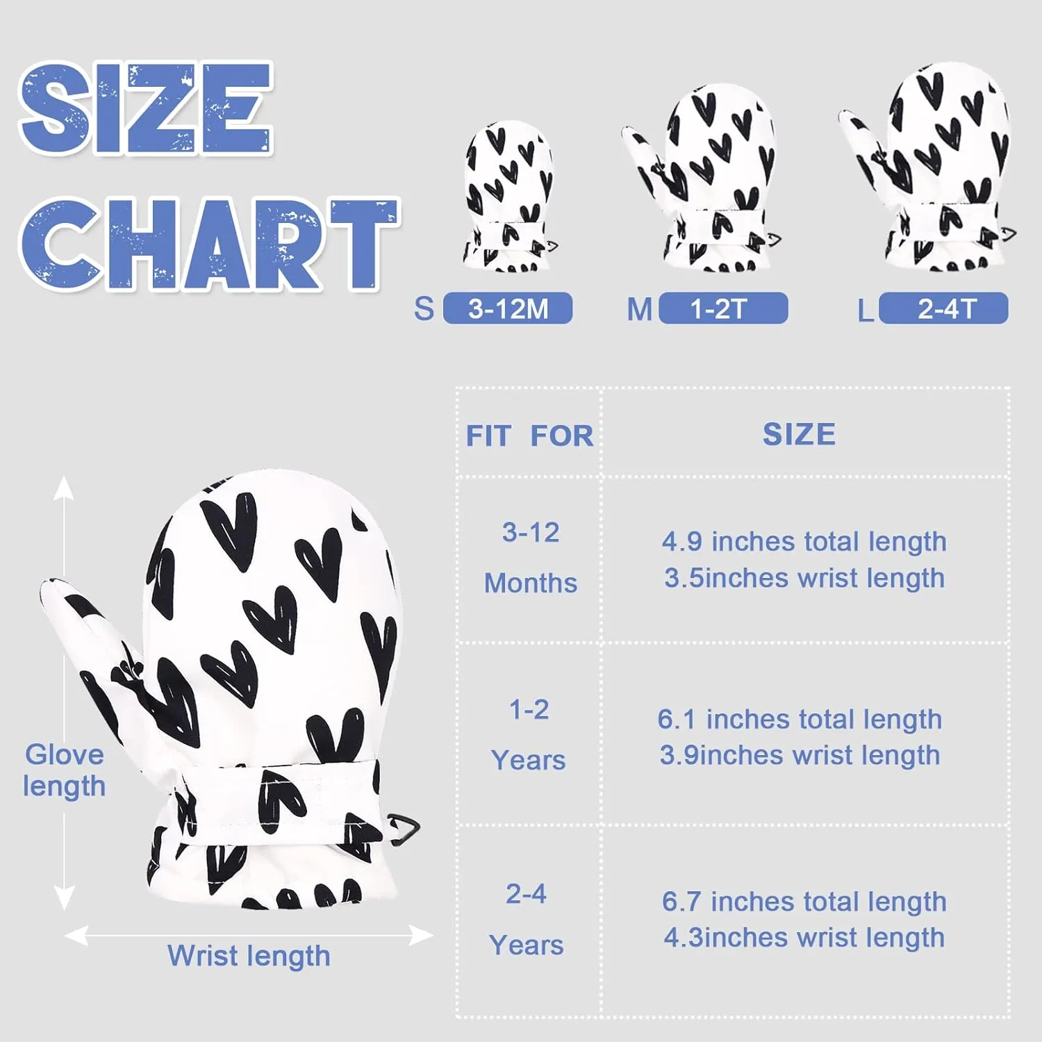 BAVST Toddler Waterproof Mittens Fleece Lined Baby Boys Girls Winter Warm Glove Kids Snow Infant Ski Mitten for 3M-5T