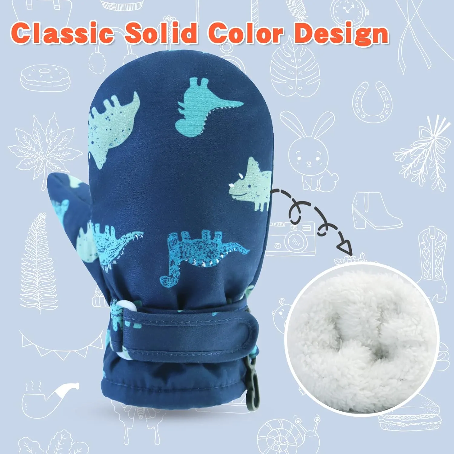 BAVST Toddler Waterproof Mittens Fleece Lined Baby Boys Girls Winter Warm Glove Kids Snow Infant Ski Mitten for 3M-5T
