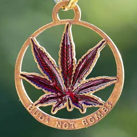 Buds Not Bombs Panama Red Enamel Leaf Key Chain