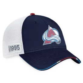 Colorado Avalanche Fanatics Branded 2022 NHL Draft Authentic Pro On Stage Trucker Adjustable Hat - Navy/White