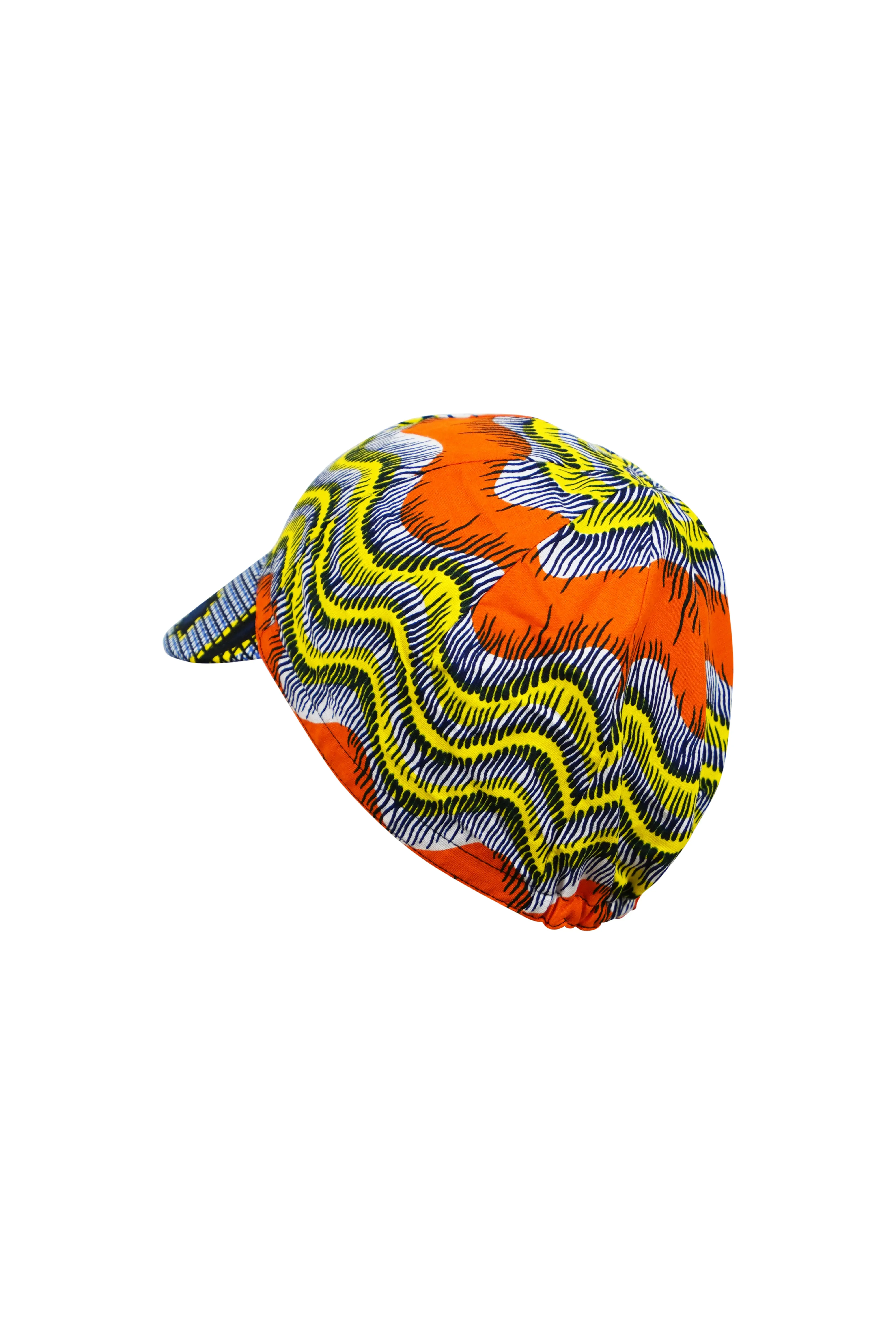 Colorful cycling cap - Blue Orange and Yellow African Ankara Wax Cotton Print - 7
