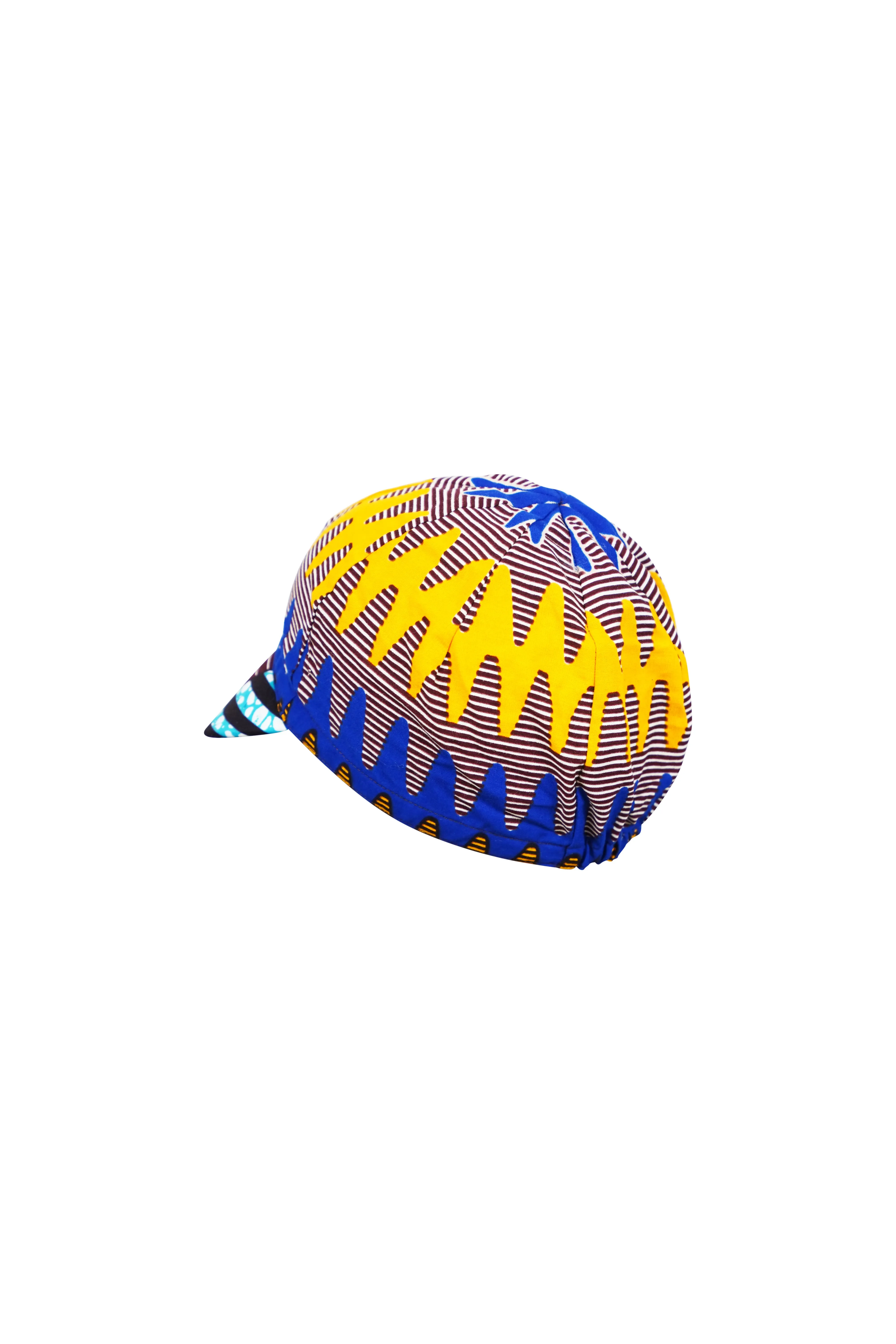 Colorful cycling cap - Blue Purple and Yellow African Ankara Wax Cotton Print - 3
