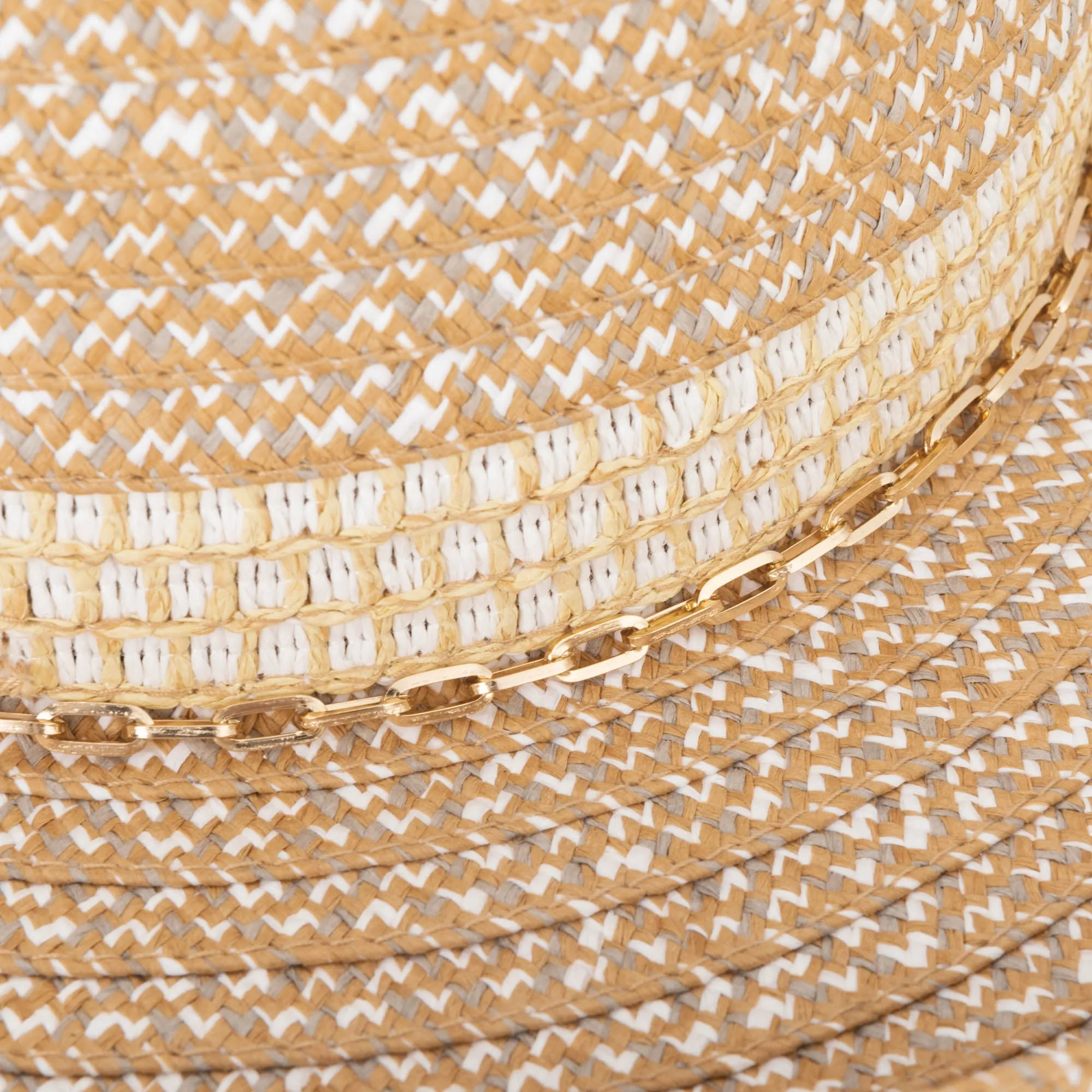 Cora - Women's Ultrabraid Turned Up Kettle Brim with Gold Chain Trim