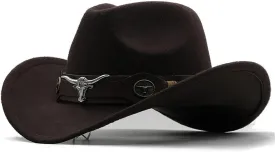 Cowboy Hat Western Cowboy Hat 3 Sizes Woolen Jazz Top Hat Men Ethnic Style Ribbon Felt Cap Riding Fedora Hat