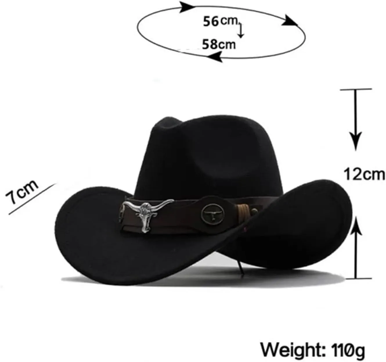 Cowboy Hat Western Cowboy Hat 3 Sizes Woolen Jazz Top Hat Men Ethnic Style Ribbon Felt Cap Riding Fedora Hat