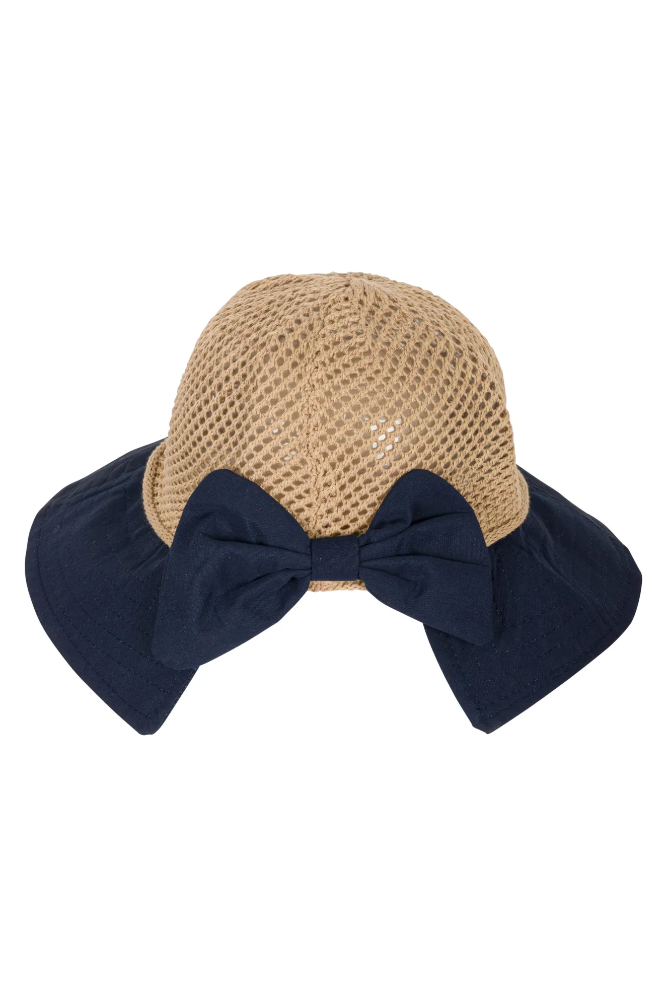 Crochet Hat with contrast brim | NATURAL/NAVY | 0490YY