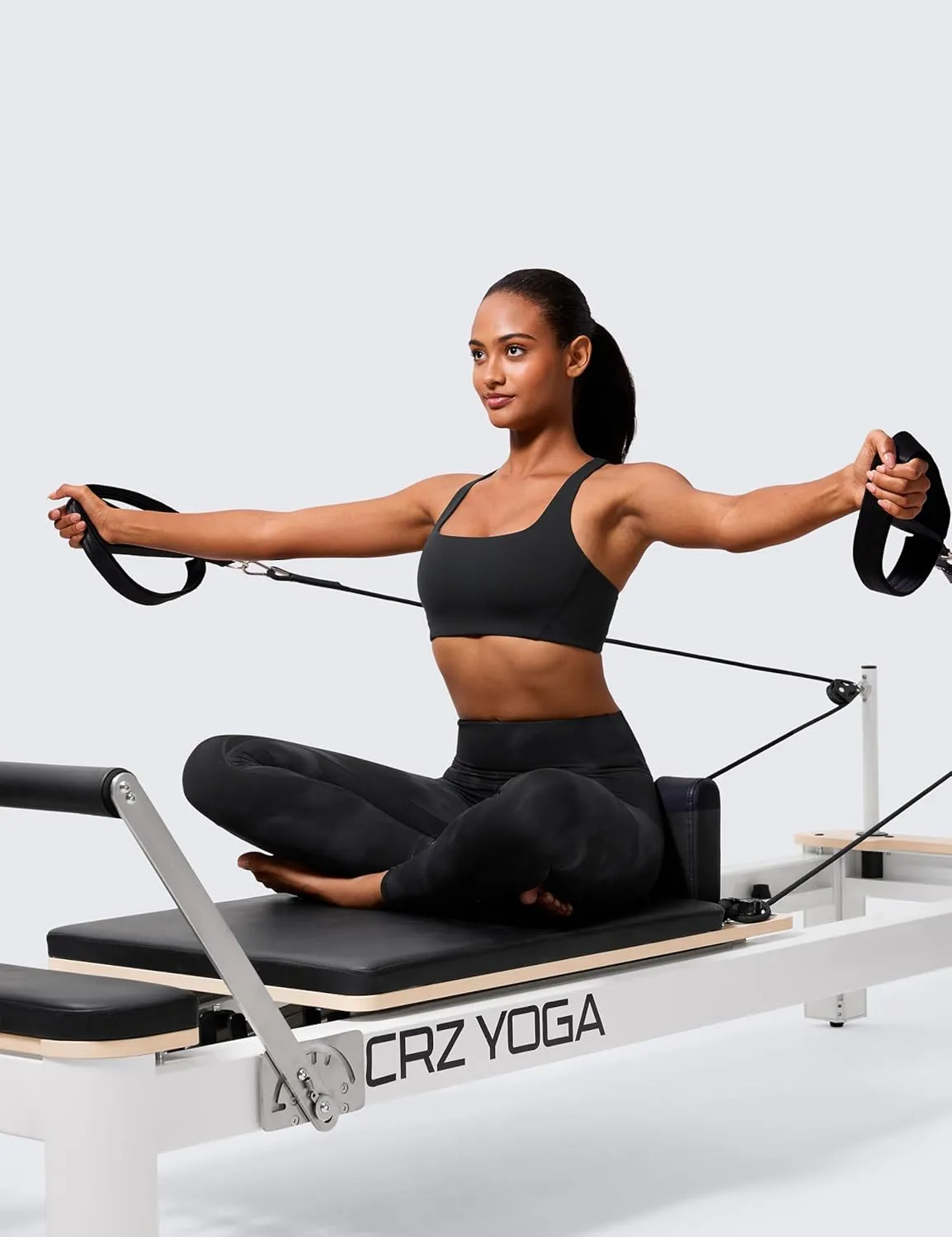 CRZ YOGA Butterlift Double Lined Square Neck Sports Bras for Women - Wireless V-Shaped Racerback Workout Yoga Top Non Padded