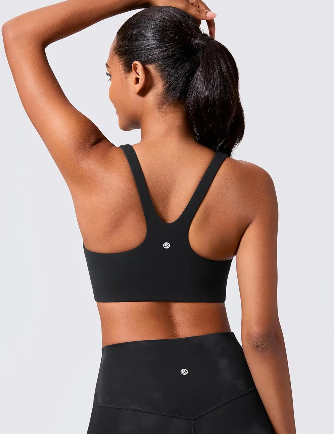 CRZ YOGA Butterlift Double Lined Square Neck Sports Bras for Women - Wireless V-Shaped Racerback Workout Yoga Top Non Padded