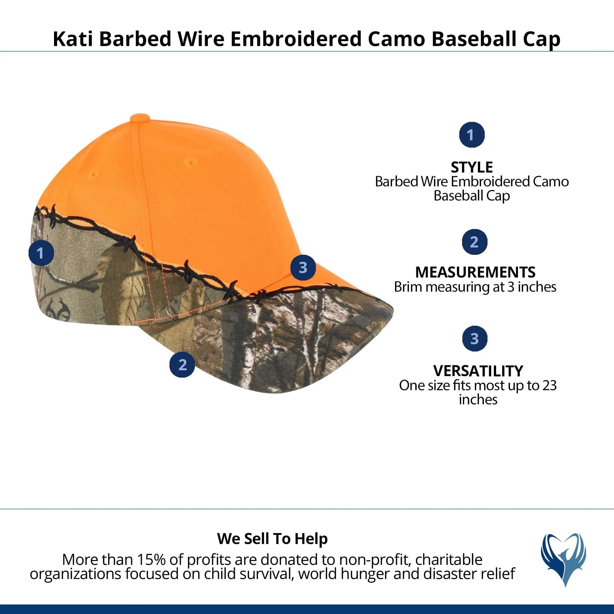 CTM® Kati Unisex Barbed Wire Embroidered Camo Baseball Cap