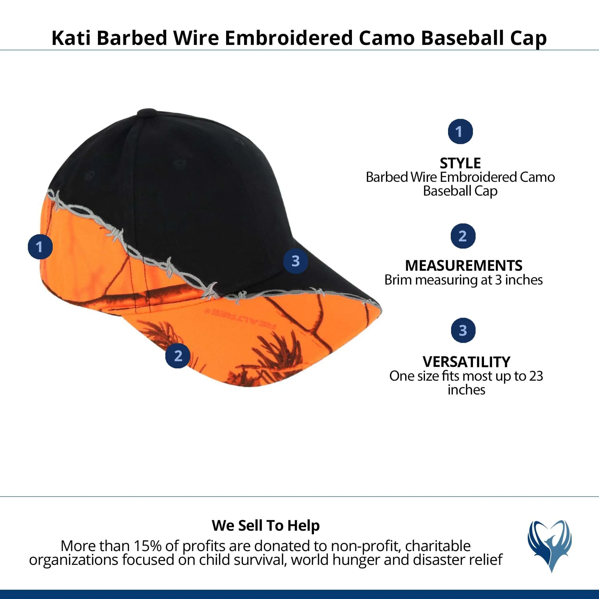 CTM® Kati Unisex Barbed Wire Embroidered Camo Baseball Cap
