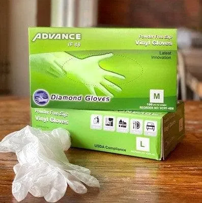 Disposable Gloves Diamond Advance - Clear Vinyl Gloves 4 Mil CDVCPF