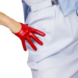 DooWay Fashion Short Leather Gloves for Women Costume Wet Look Faux Patent PU Driving Dress Gloves