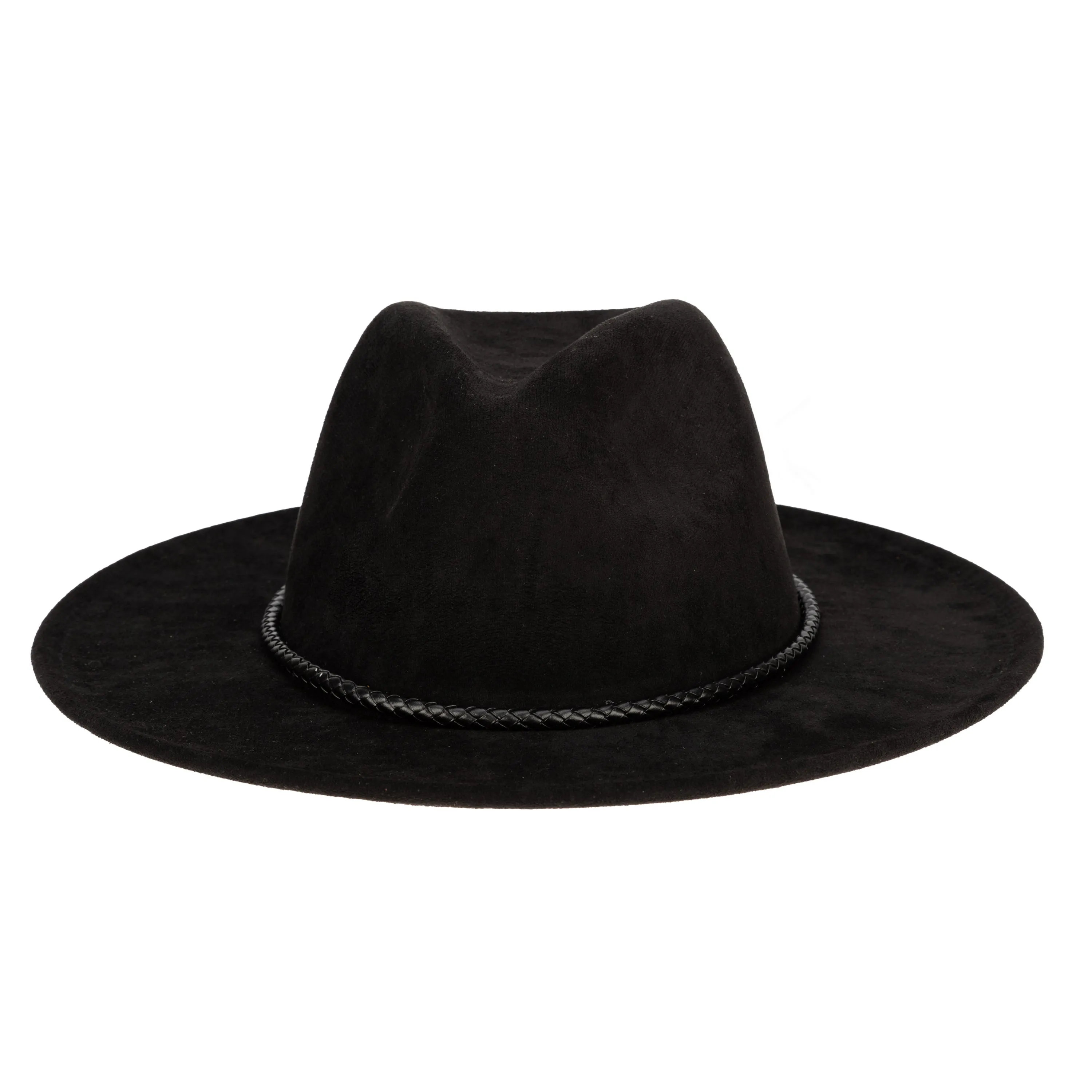 Faux Suede Fedora With Tassel Back Bow