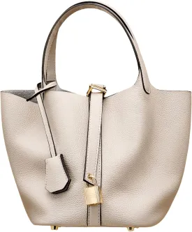 Genuine Leather Bucket Bag for Women - Textured Drawstring Closure Tote in Elegant Simplicity Gift