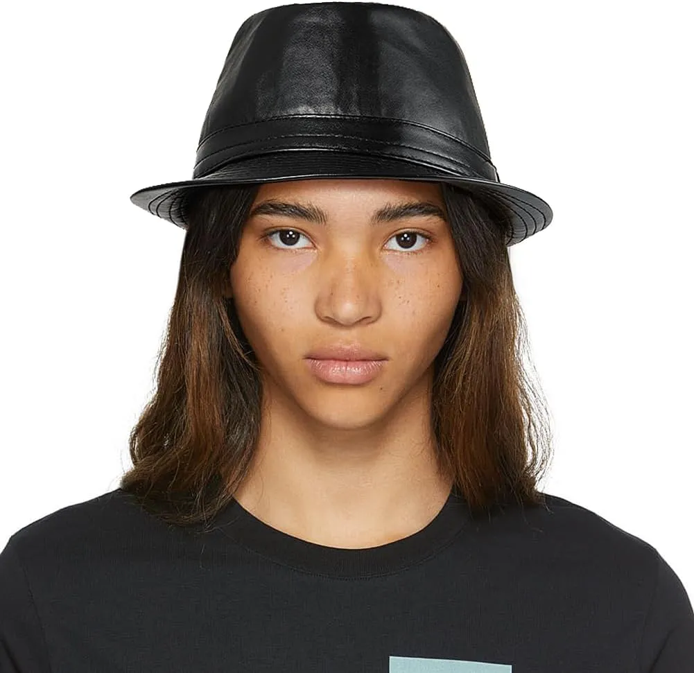 Glamorstar Vintage Jazz Hats for Men PU Leather Bowler Hat Foldable Jazz Hat