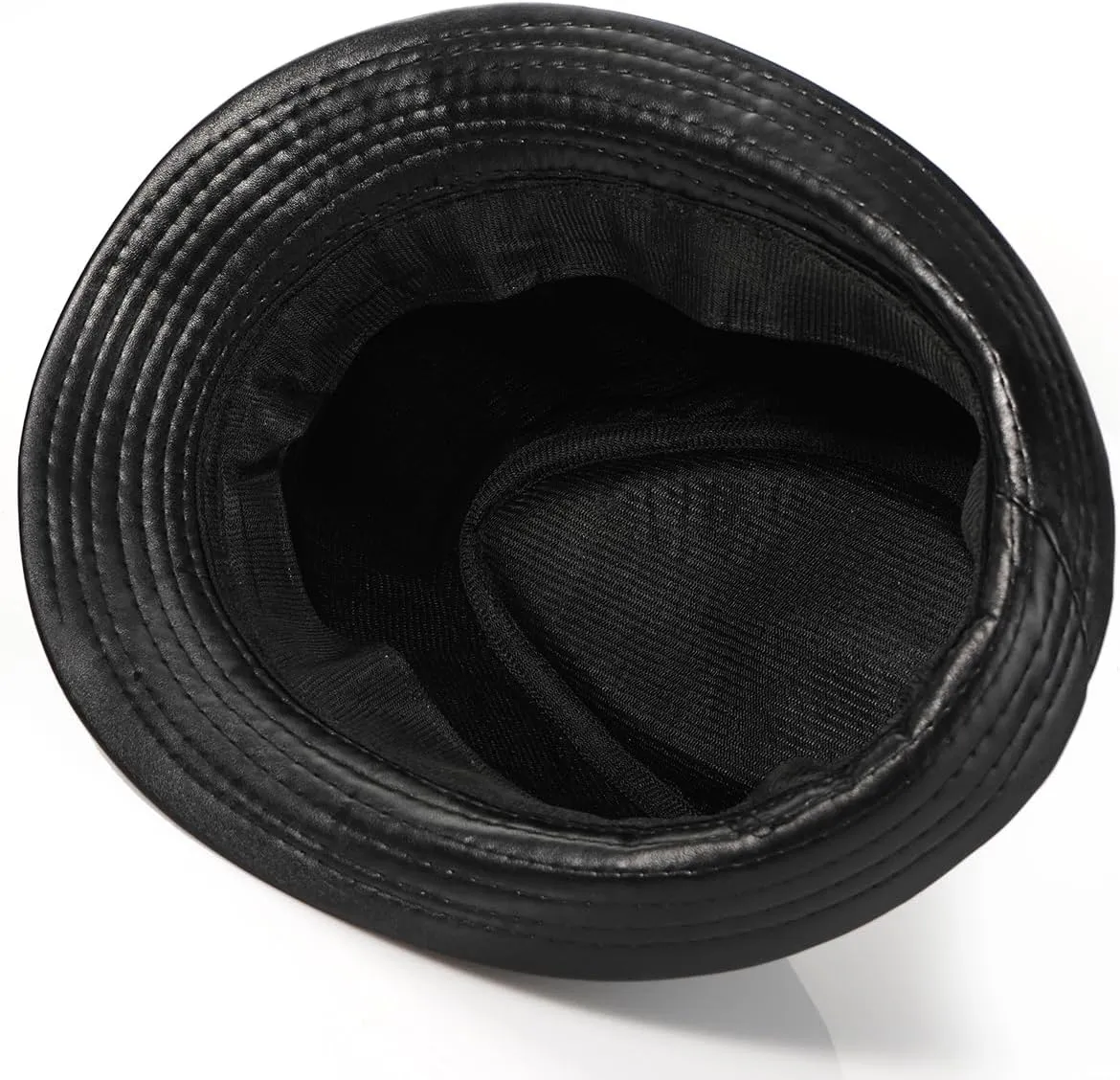 Glamorstar Vintage Jazz Hats for Men PU Leather Bowler Hat Foldable Jazz Hat