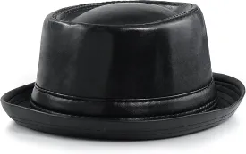 Glamorstar Vintage Jazz Hats for Men PU Leather Bowler Hat Foldable Jazz Hat