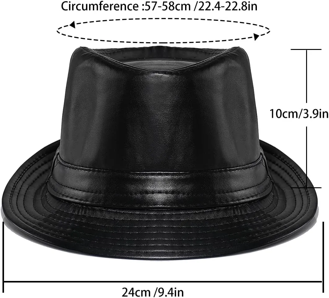 Glamorstar Vintage Jazz Hats for Men PU Leather Bowler Hat Foldable Jazz Hat