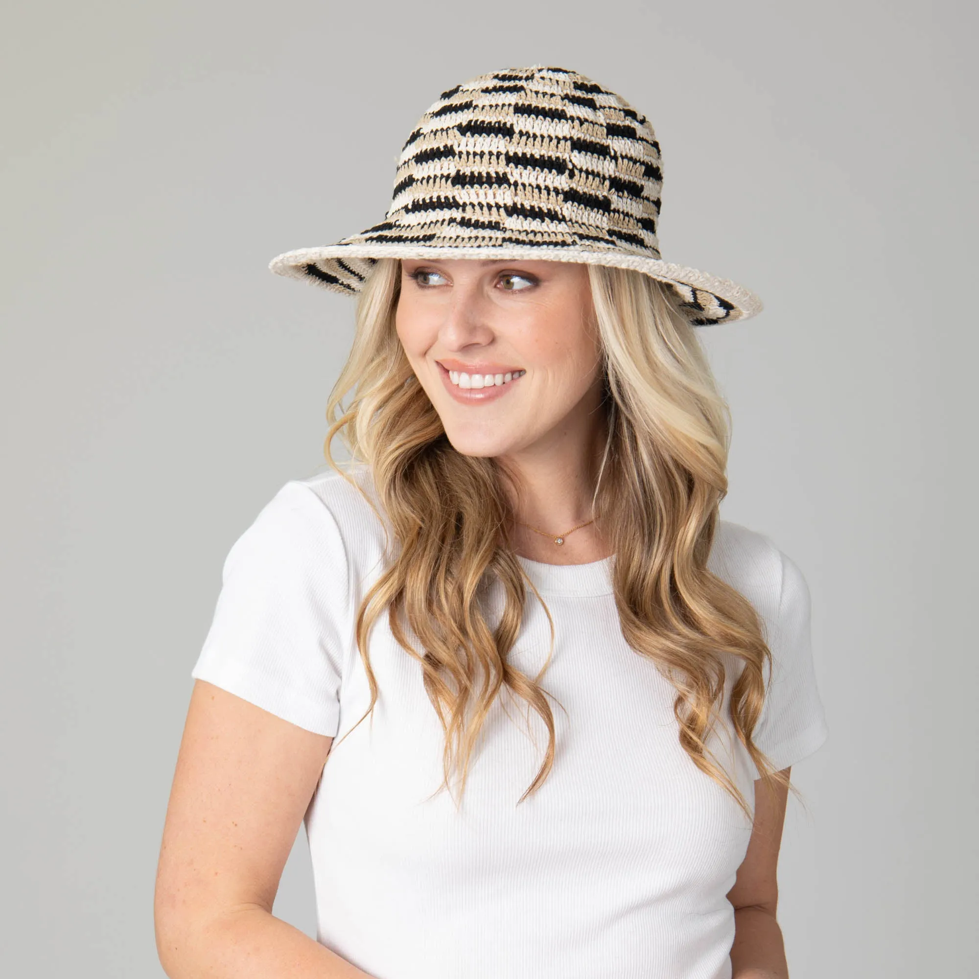 Heather Pattern Women's Crocheted Brim Hat