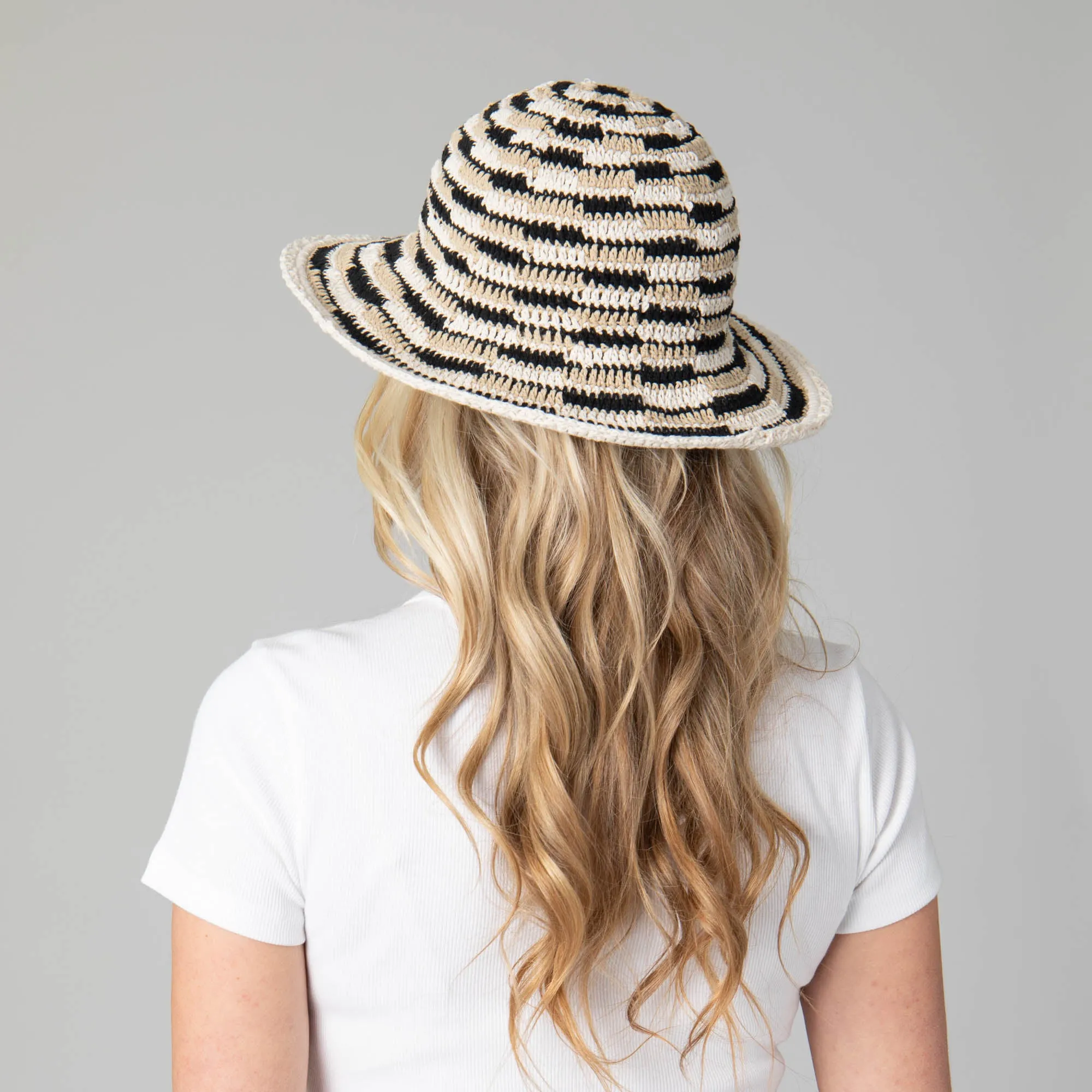 Heather Pattern Women's Crocheted Brim Hat