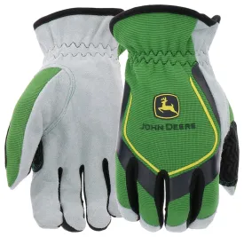 John Deere JD00035-L All-Purpose Gloves, Men's, L, Reinforced Thumb, Slip-On Cuff, Cowhide Leather/Spandex :PR: QUANTITY: 1