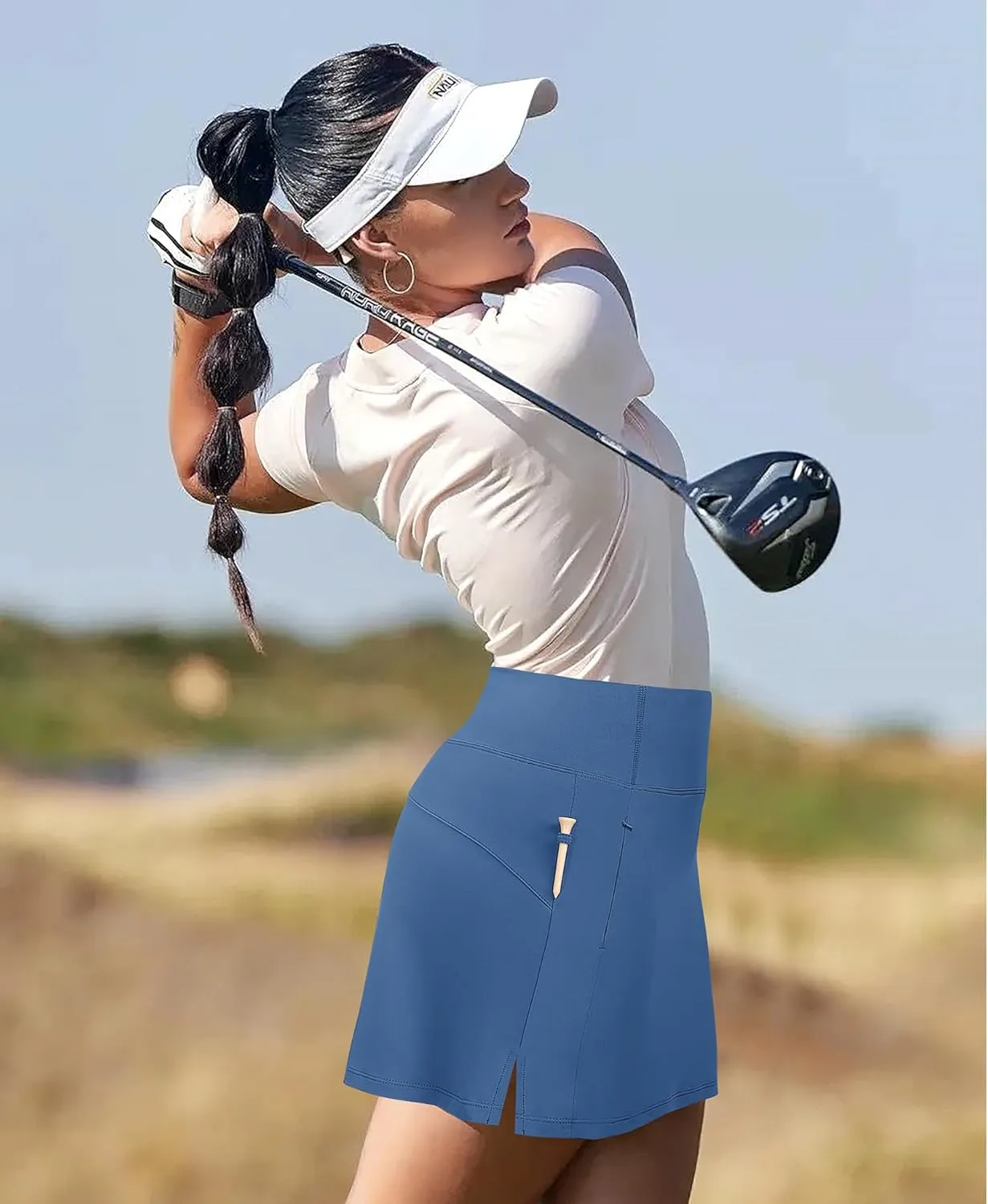JoyGirl 16" Women Golf Skirts with Shorts Zipper Pockets Tennis Skirt High Waisted Athletic Skorts Skirts