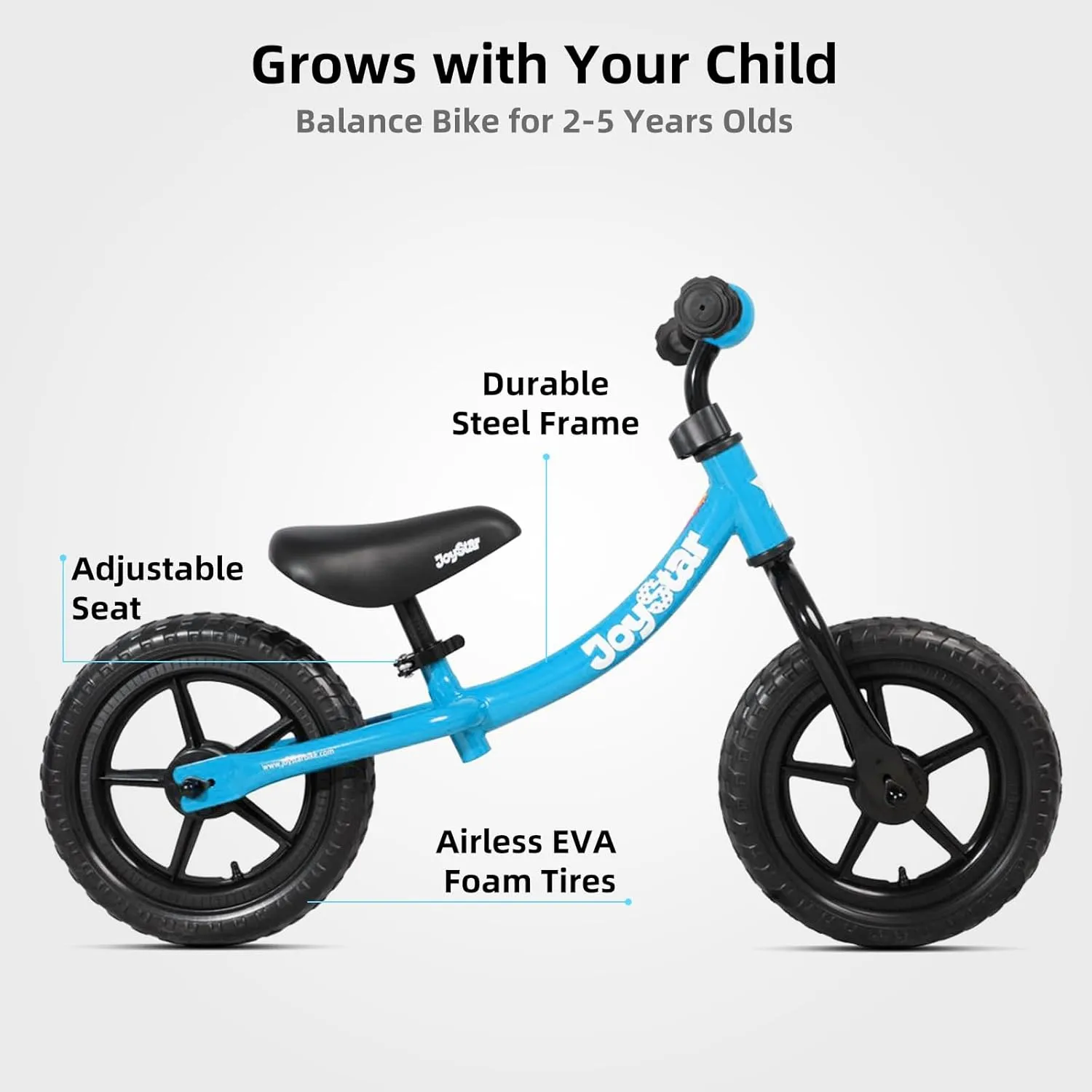 JOYSTAR 12 Inch Balance Bike for 18months, 2, 3, 4, and 5 Years Old Boys and Girls, Lightweight Push Bike with Adjustable Handlebar and Seat, Gift Bike for 2-5 Boys Girls