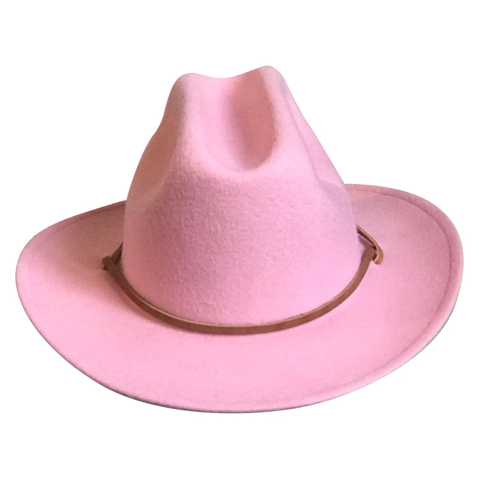 Kid's Pink Felt Western Cowgirl Hat with Chin Strap